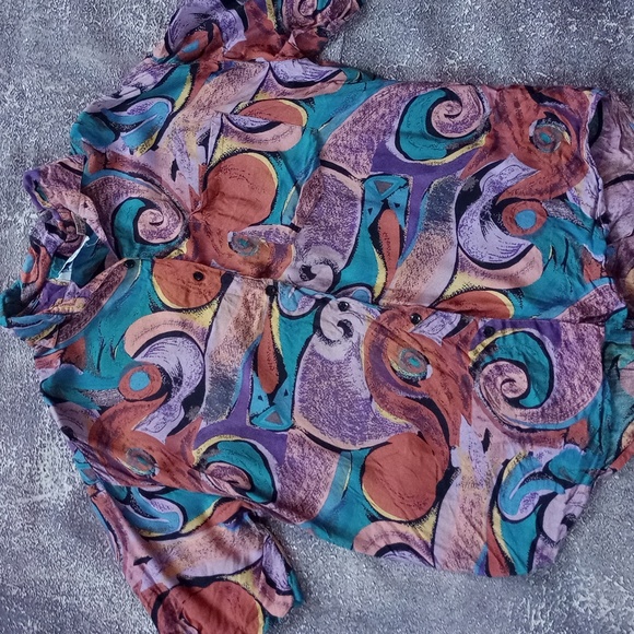 Vintage 90s Picasso Style Funky Pattern Button-Up Shirt UNISEX - Picture 2 of 5